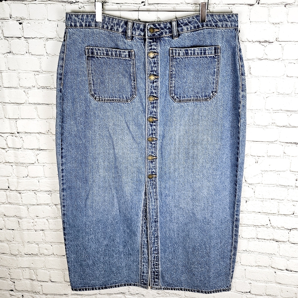 ROLLA'S | Sailor denim button front jean skirt